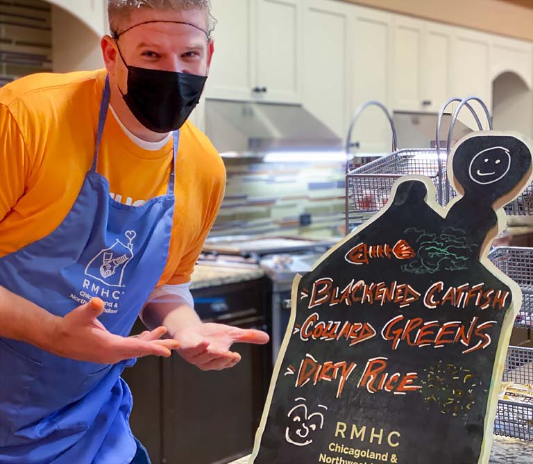 Kevin pointing at the menu