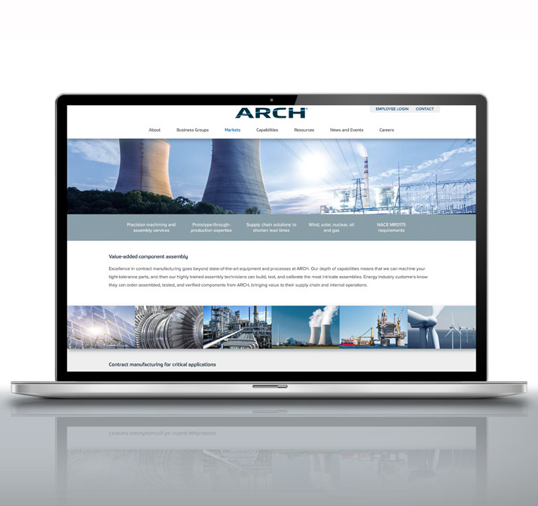 ARCH web site on laptop